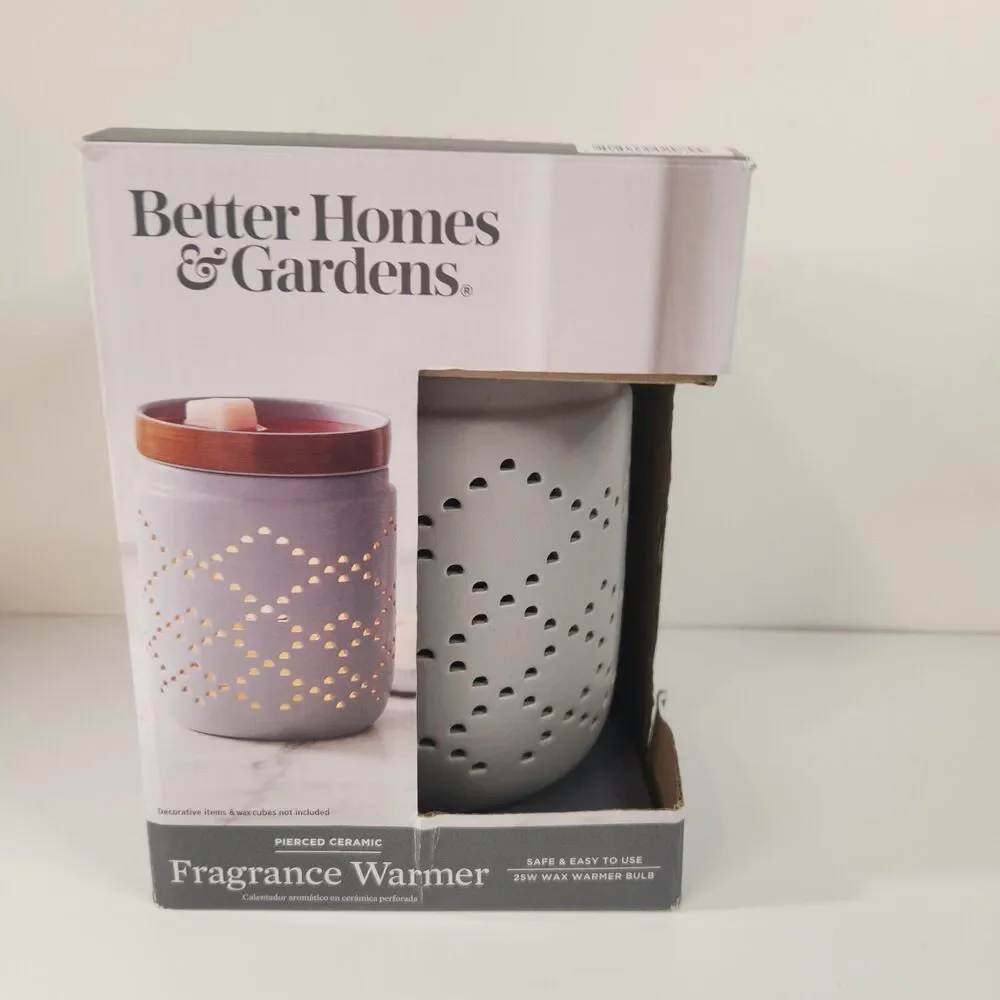 Better Homes & Gardens Plug In Gray Pierced Quilted Ceramic Wax Fragrance Warmer